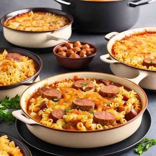 Макаронная запеканка с тушенкой и колбасным сыром